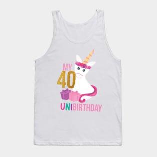 My 40 UNIBIRTHDAY - Unicorn lover Birthday party Tank Top